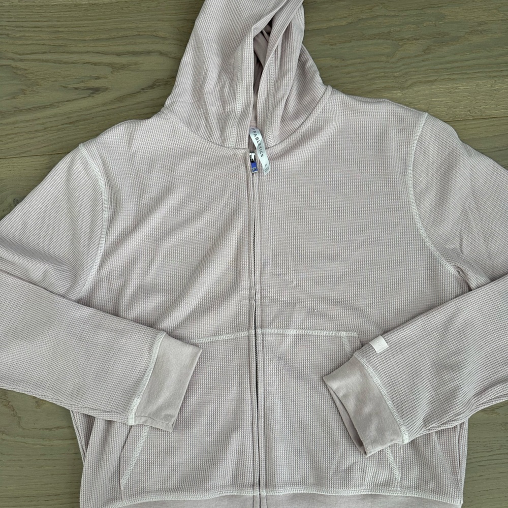 FABLETICS Waffle Knit Full Zip Hoodie, Size M
Color: Light gray